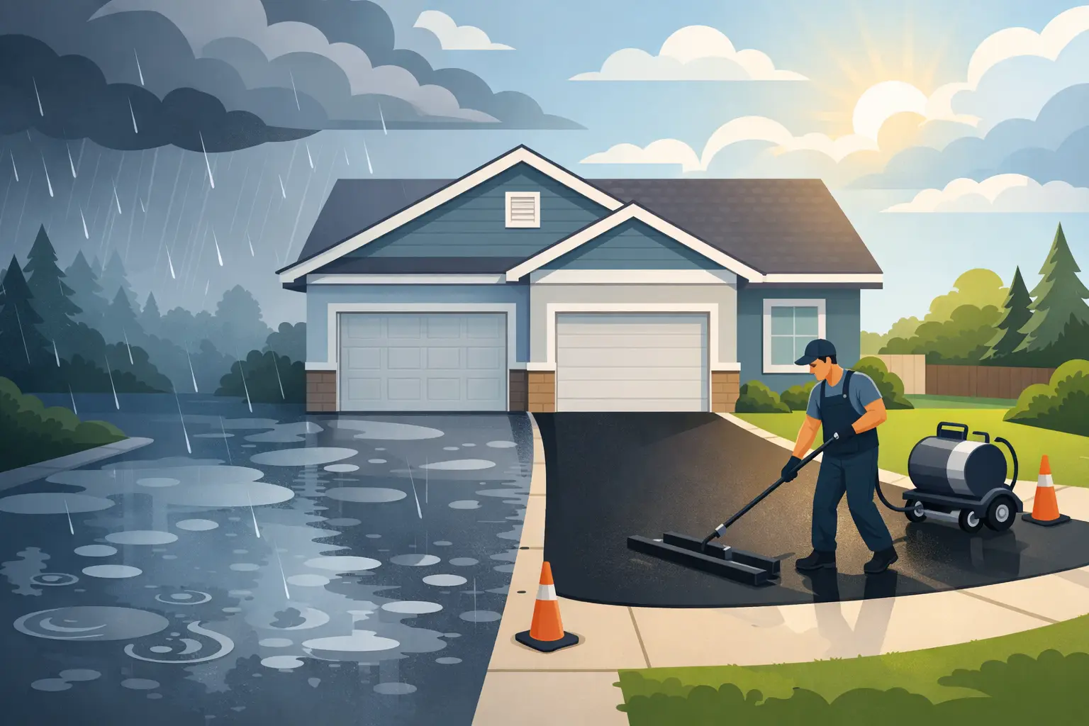 Sealcoating a Driveway After Rain: When to Wait